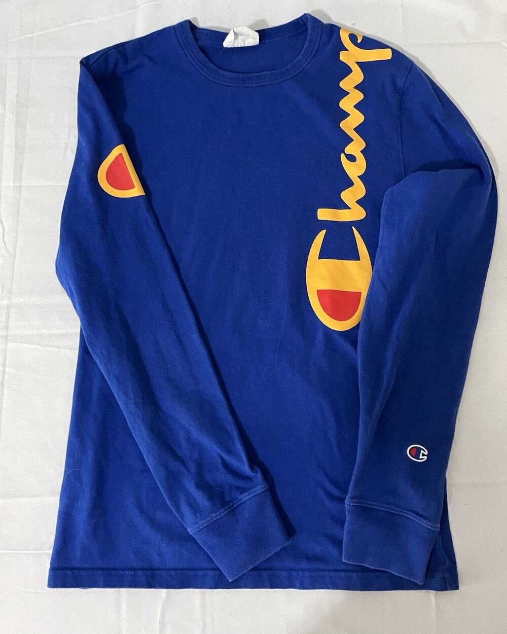 Champion Long Sleeve Shirt Men’s Small Royal Blue Logo Tee Embroidered